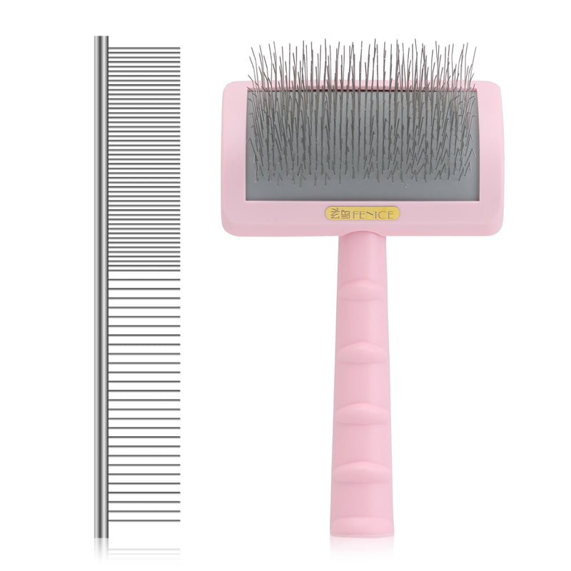 Fenice Peak Premium Dog Slicker Brush for Thick Fur, Ultra-Long 0.98" Pins, 135° Memory Soft Pins, Comfortable Non-Slip Handle, Ideal for Goldendoodle, Poodle & Labradoodle, Pink - PawsPlanet Australia