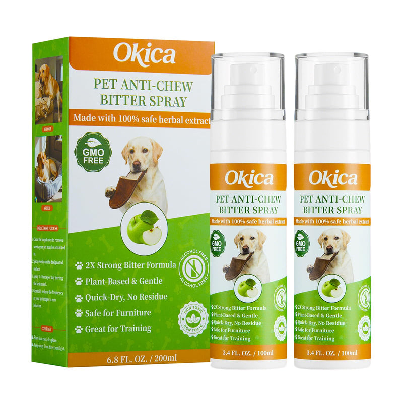 2 Bottles Bitter Apple Spray for Dogs - No Chew Spray for Dogs to Stop Barking Marking and Nibbling - Natural Ingredients Dog Repellent Spray for Furniture and Your Belongings Green - PawsPlanet Australia