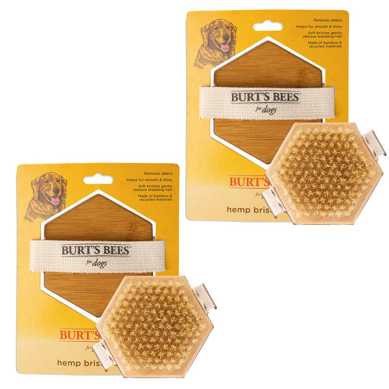 Burt's Bees for Pets Palm Brush with Hemp Bristles - Ergonomic Dog Brush To Groom Large Dogs - Easy to Hold Handle Reduces Stress On Your Wrist - Ideal for Daily Grooming - 2 Pack Brown 2 Count