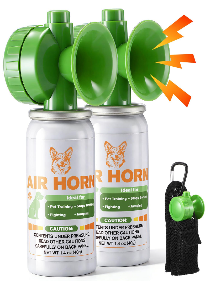 Air Horn with Holster, 1.4 oz 120 dB Loud Pet Trainer to Stop Dog Attacking Barking Fighting Jumping, Coyotes Air Horn for Safety, Protect Yourself & Pet While Walking, Green(2 Pack) 2