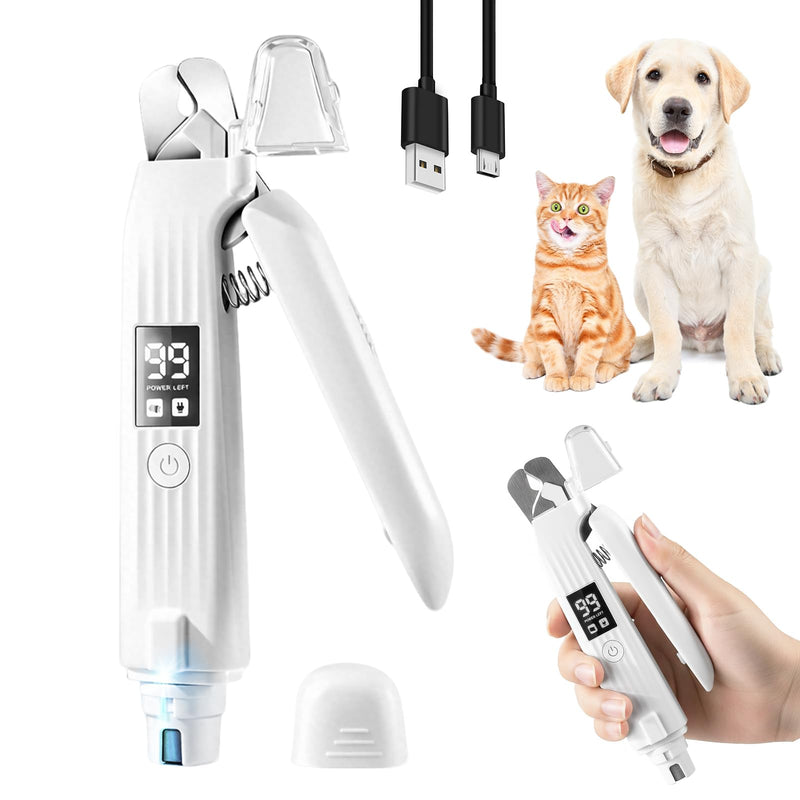 2-in-1 Led Cat Dog Nail Grinder - Rechargeable Pet Nail Trimmers with LED Light,300mAh Battery Quick USB Charge for Medium Small Dogs Cats Rabbits - PawsPlanet Australia