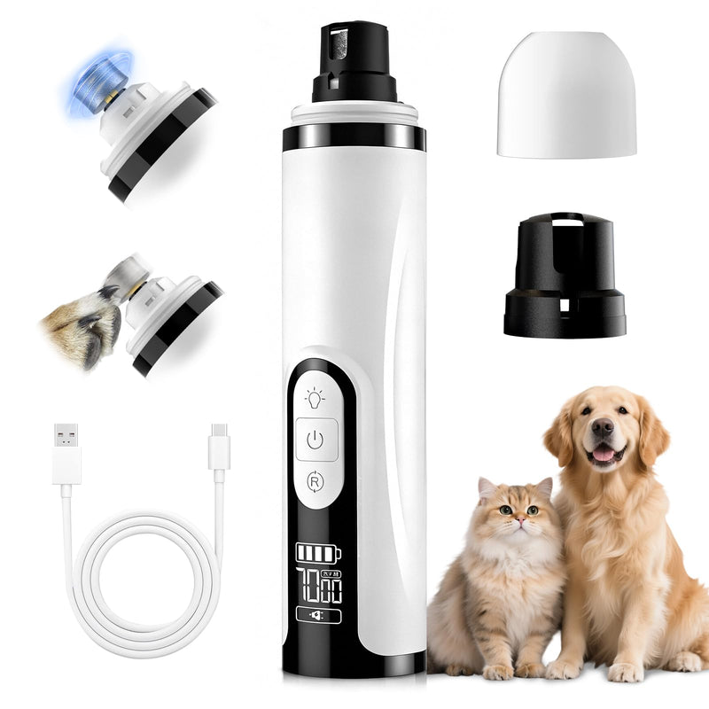 Upgraded 2026 3-Speed Dog Nail Grinder,Ultra-Quiet Rechargeable USB Trimmer with LED Lights & Battery Display –Painless Grooming for Dogs &Cats with Thick Nails &Sensitive Paws for Small to Large Pets - PawsPlanet Australia