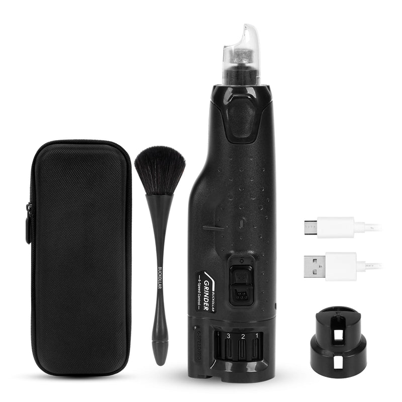 6-Speed Quiet Dog Nail Grinder with LED Light, Low-Vibration Electric Pet Nail Trimmer for Dogs and Cats, Safe Grooming Kit for Beginners, Complete Set with Storage Case