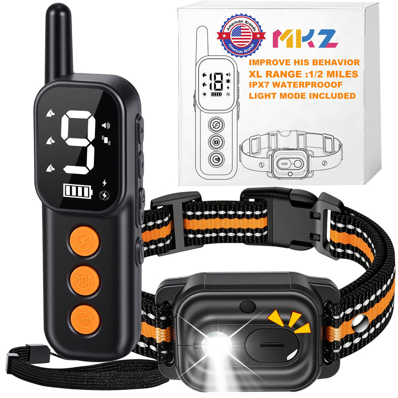 Dogs Training Collar with Remote 3300FT Dog Training Collar IPX7 Waterproof Rechargeable Safe Shock Collar for All Breed Dogs with Beep, Vibration, Safety Shock, Security Lock 10-120 lbs Orange-2 - PawsPlanet Australia