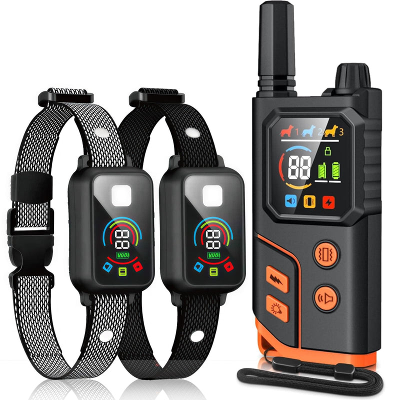 Dog Shock Collar, 2 Dog Training Collar with Remote for Medium Large Dogs, IP67 Waterproof Electronic Training Collar with 4 Training Modes, Security Lock, Rechargeable Shock Collar