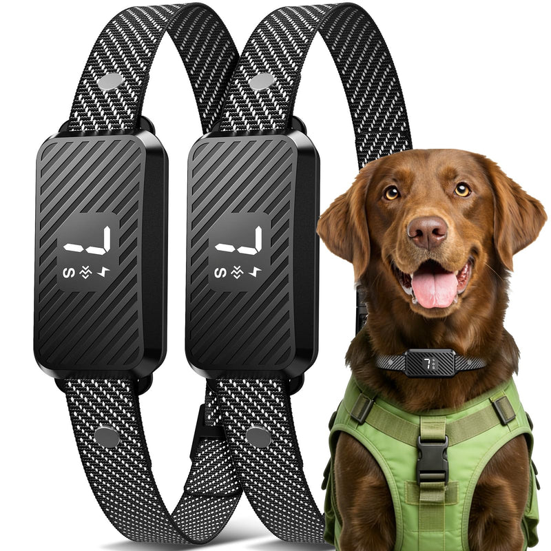 Dog Bark Collar for Large Medium Small Dogs, Effective No-Bark Collar, Smart Barking Collar, Rechargeable Bark Collar with 7 Sensitivity, 3 Modes, IP67 Waterproof, Black, 2 Pack - PawsPlanet Australia