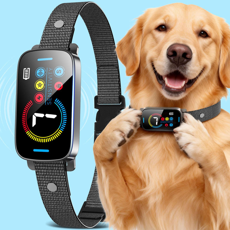 Ultrasonic Bark Collar for Large Medium Small Dogs,Automatic Anti Barking Training Collar with 7 Sensitivity Levels Black
