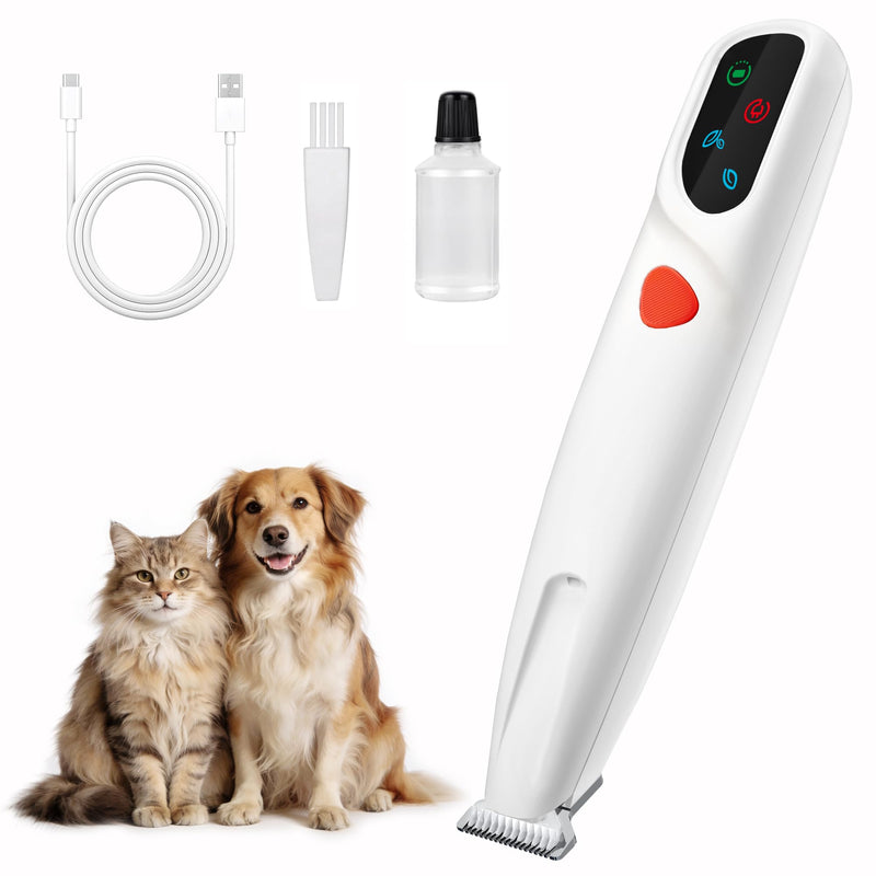 Potaroma Pet Grooming Trimmer, Electric Waterproof Dog & Cat Micro Precision Hair Shaver Kit for Paws Eyes Ears Face Buttocks – 18mm Ceramic Blade, LED Light, Two-Speed Control, USB Rechargeable