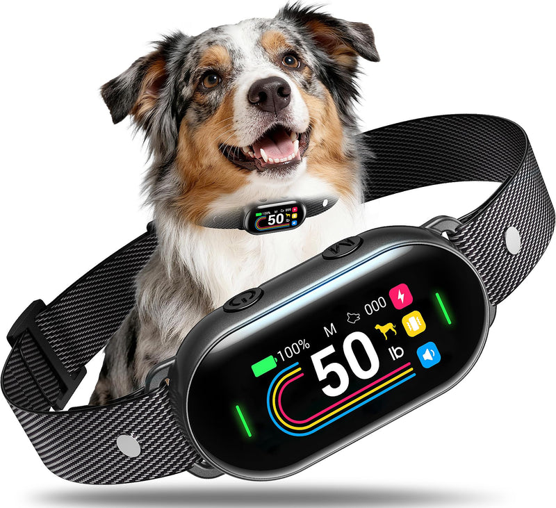 Dog Bark Collar for Small Medium Large Dogs 10-100lbs, Automatic Bark Device with Anti-False Trigger & Bark Count Tracking, 4 Training Modes and 8 Sensitivity to Effectively Stop Barking, Black - PawsPlanet Australia
