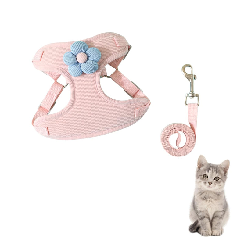 Escape Proof Cat Harness and Leash Set, Adjustable Breathable Mesh Kitten Vest with Reflective Strips for Kitty Puppy Bunny, Small Cat Leash and Harness for Walking Training(Pink-S) Pink S