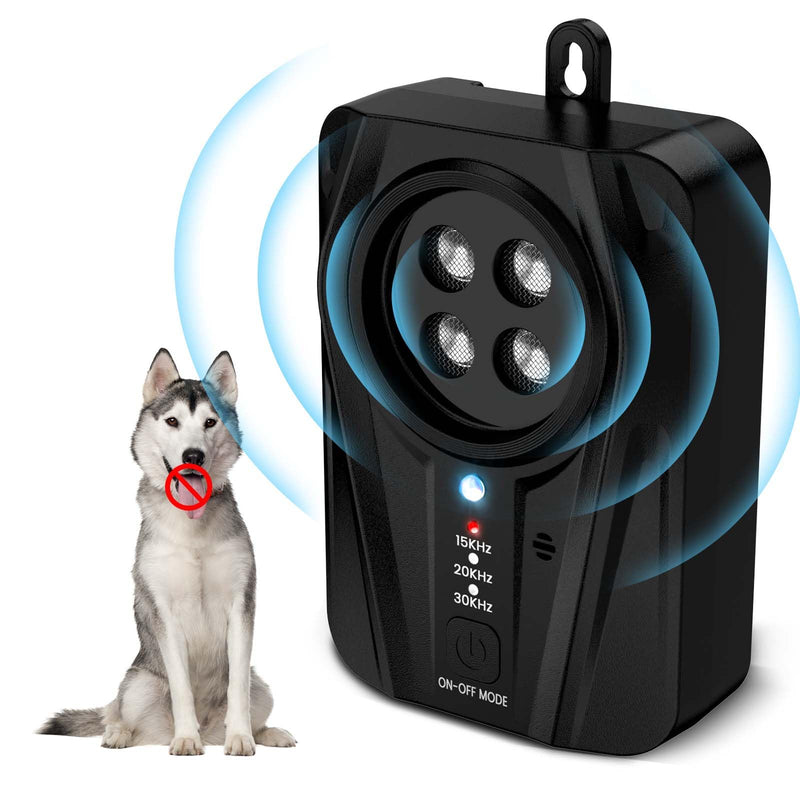 Queenmew Dog Bark Deterrent Devices, Automatic Anti Barking Device with 4 Ultrasonic Transmitters Long Range 50FT, 3 Mode Rechargble Barking Control Devices, Effective Stop Bark Box Outdoor & Indoor