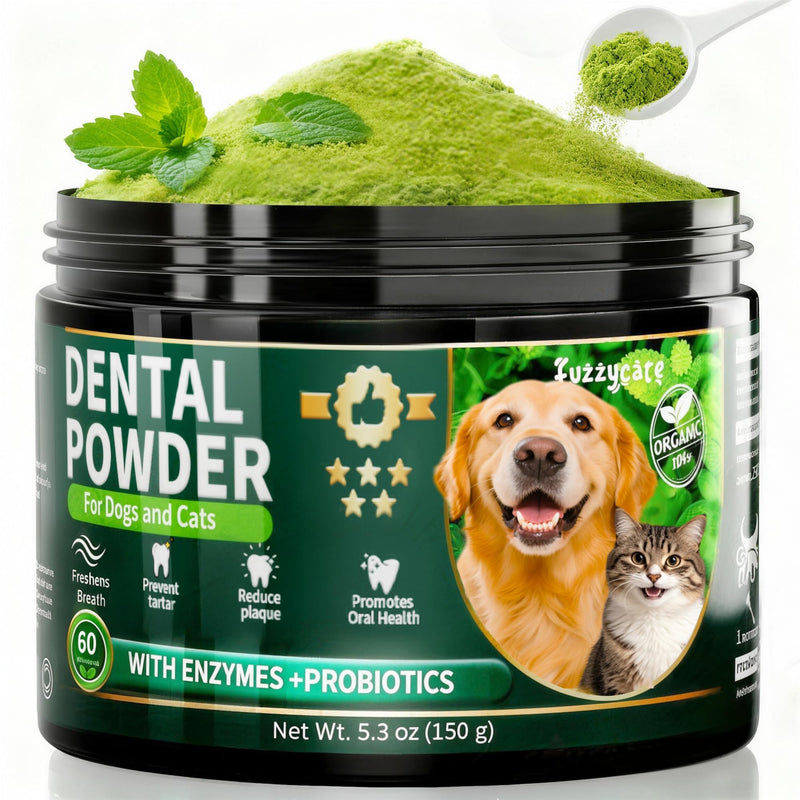 Dog Teeth Cleaning Powder,Dog Dental Powder with Natural Herbal Blend, Plaque Off Pet Tooth Cleaning lab co, Targets Tartar & Reduces Plaque & Bad Breath for Dogs & Cats, Mint -150Grams - PawsPlanet Australia