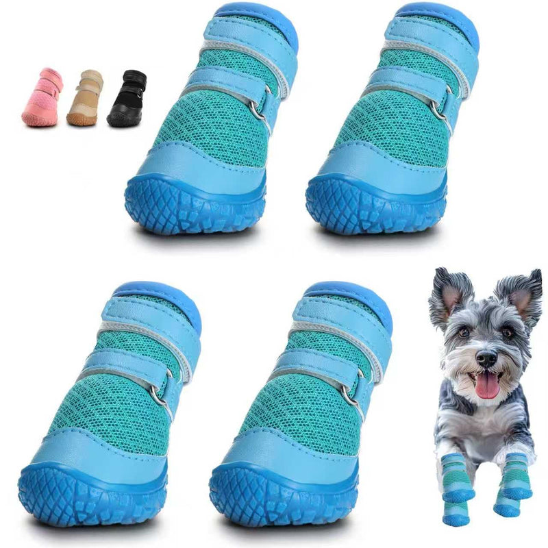 Dog Shoes for Small Dogs, Dog Boots & Paw Protectors for Hot Pavement Winter Snow Hiking, Anti-Slip Dog Booties for Hardwood Floor Blue Size 3 #3 (Width 1.49 inch) for 11.0-16.5 lbs - PawsPlanet Australia