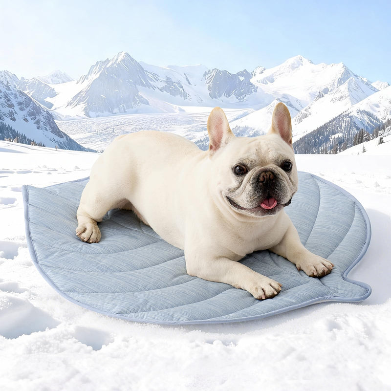 Dog Cooling Mat, Q-Max > 0.4 Leaf Shaped Pet Pad, Liquid Pee Proof Summer Mat for Cats, Washable Sleep Blanket for Bed Couch Floor Indoor, 33x28 inch, Blue - PawsPlanet Australia