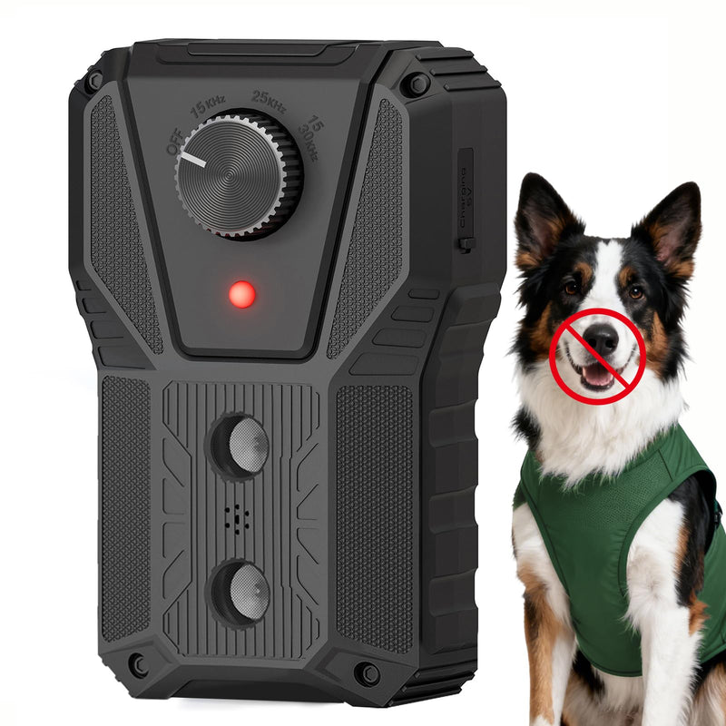 QHZ Solar-Powered Ultrasonic Bark Deterrent Device Solar and USB Charging Three-Mode Ultrasonic Bark Control Unit Suitable for Home/Garden/Farm Waterproof Outdoor Dog Bark Control Device Black