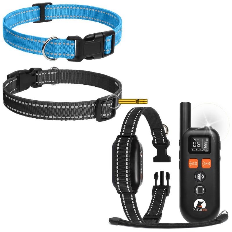 PaiPaitek No Shock Dog Training Collar with Remote 3300ft Range, Humane Vibrating Dog Collar, 3 Modes Ultrasonic, Beep, Vibration for Small Medium Large Dogs - Security Lock & No Prongs - PawsPlanet Australia