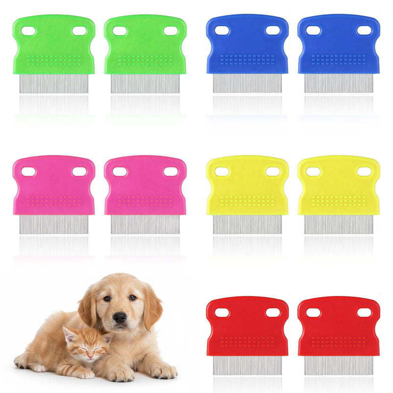 10 Pieces Dog Flea Comb, Flee Comb Cat Flea Combs Stainless Steel Teeth with Plastic Handle for Medium and Small Dogs Cats - PawsPlanet Australia