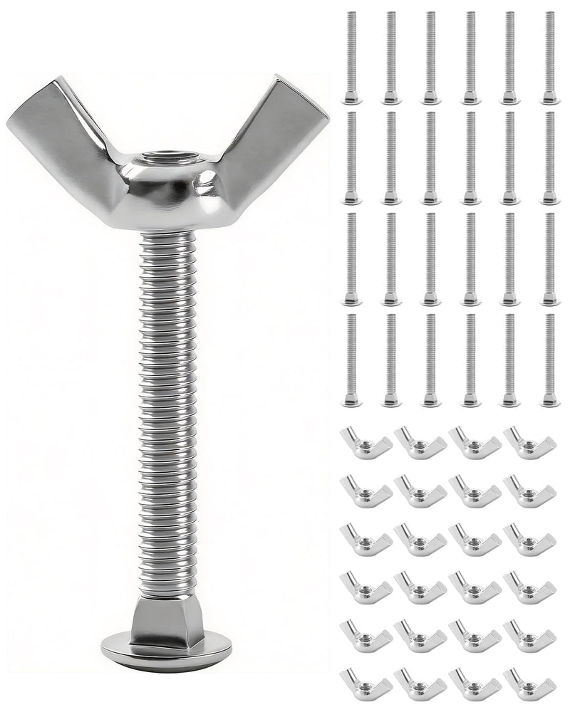 24 Sets M4 Pet Carrier Fasteners, Bolts with Butterfly Nuts for Kennels and Travel Crates, Replacement Hardware Kit for Dog and Cat Cages - PawsPlanet Australia