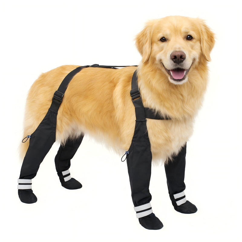 Dog Suspender Boots for Large Dogs – Waterproof & Non-Slip Dog Paw Protectors with Adjustable Straps & Reflective Strips, All-in-One Connected Dog Boots for Outdoor Walks, Snow, Rain, Hiking (XL) XL - PawsPlanet Australia