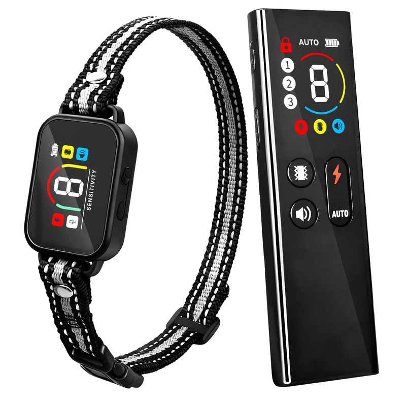 CanineJoy 2-in-1 Dog Shock Collar and Dog Bark Collar - 3400FT Smart Anti Barking Dog Training Collar with Remote, IP67 Waterproof E-Collar with Beep/Vibration(1-8)/Shock(1-8) and Automatic Modes