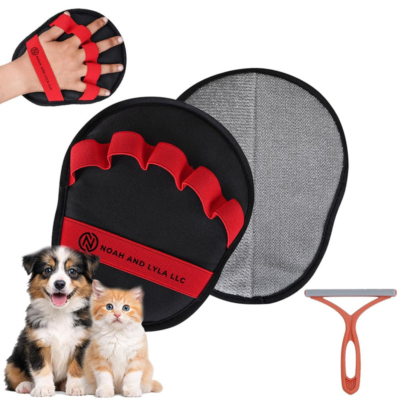 Pet Hair Removal Glove for Cats & Dogs, Upgraded Five-Finger Electrostatic Pet Hair Remover Tool with 3 in 1 Lint Remover, Reusable Magic Brush Pet Hair Remover Glove for Couch, Carpet, - PawsPlanet Australia