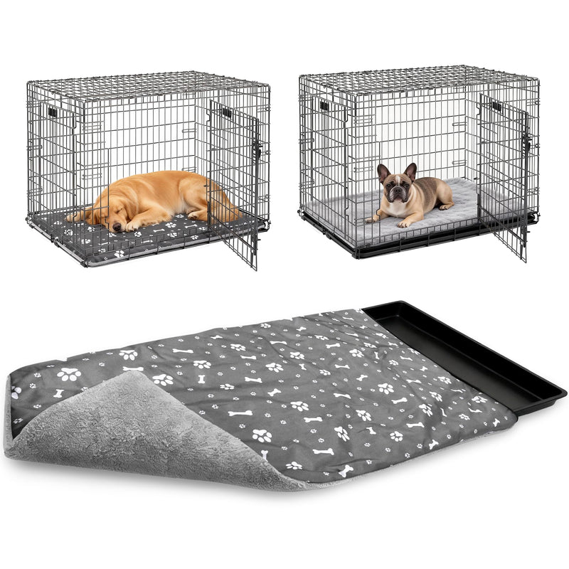 36 * 24inch Dog Crate Pan Covers Washable Dog Crate Tray Cover Waterproof Oxford Cloth/Soft Flannel Side Fit Bed Liner for Pet Cage Pan 36*24inch - PawsPlanet Australia