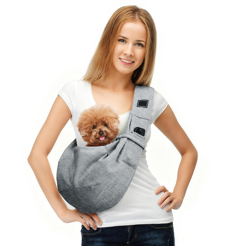 Sling Carrier for Small Pets, Hands Free Cat Sling, Reducing Back Neck Pain Anti-Anxiety Dog Front, Adjustable Soft Dog Carrying Grey - PawsPlanet Australia