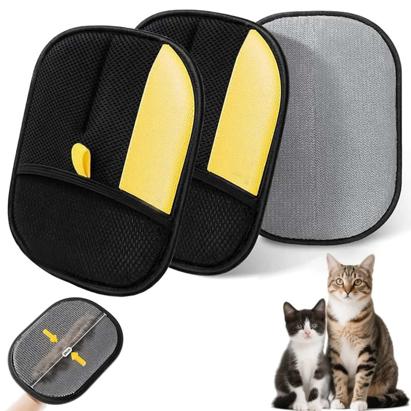 Pet Hair Removal Glove 3 Pack for Dogs & Cats, Reusable Electrostatic Grooming Mitt, 5-Finger Pet Hair Remover for Furniture, Couch, Carpet, Clothes & Car Seat - PawsPlanet Australia
