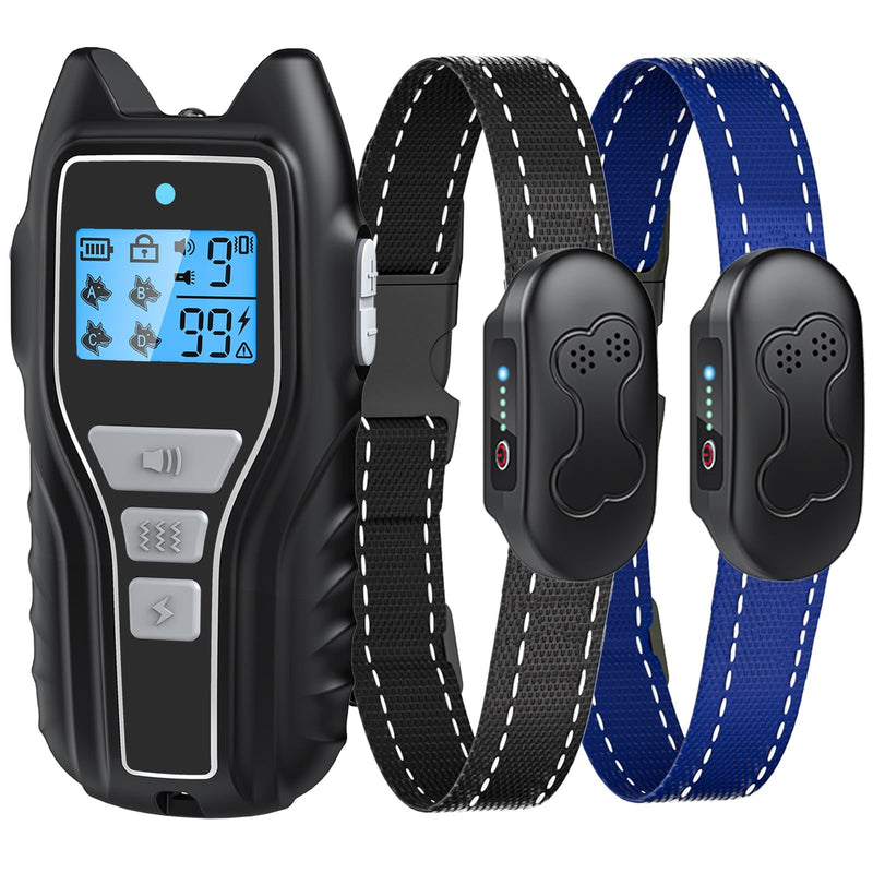Shock Collar for Dogs 2 Dogs (15-120lbs) 2000FT Dog Shock Collar with Remote Control Waterproof Dog Training Collar with Remote 4 Safe Modes Rechargeable Lock Flash Light for All Breeds - Silver - PawsPlanet Australia