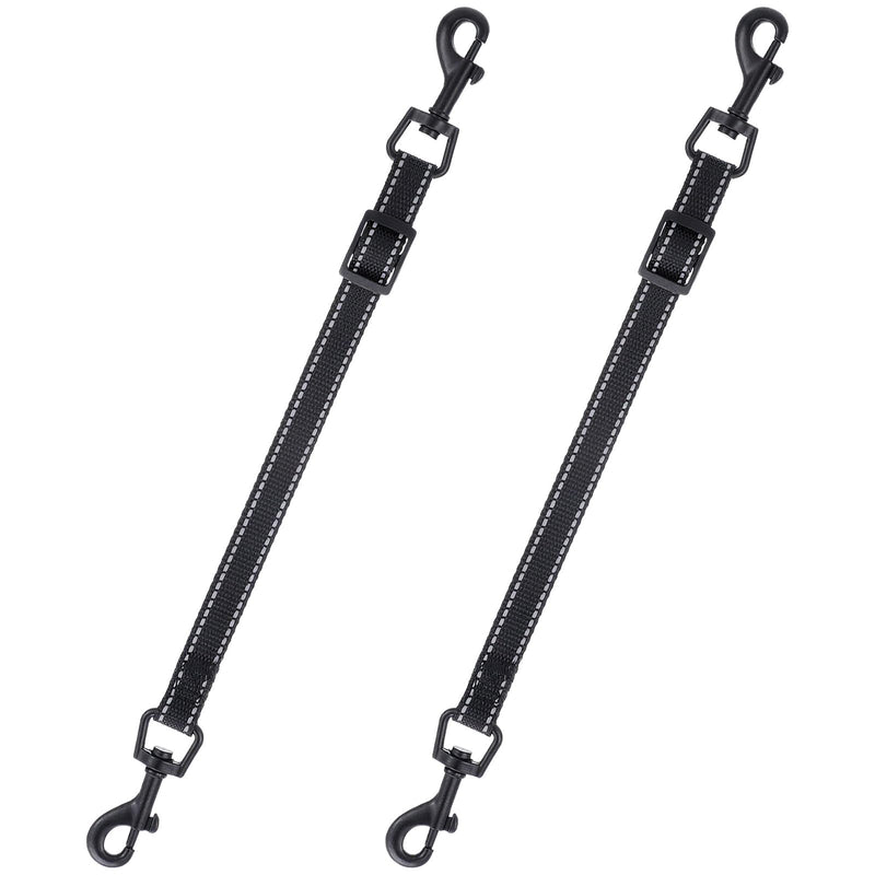2pcs Reflective Nylon Dog Collar Clips, Double-Ended Backup Dog Collar Safety Clasp Clip Adjustable Harness Connector for Pet, Black