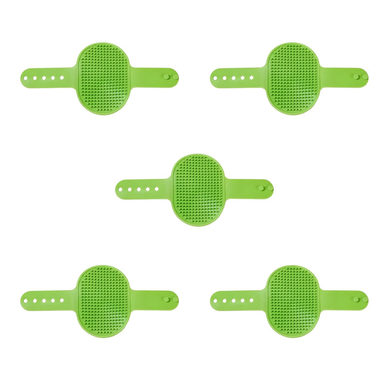 5-Pack Cat Self Groomer Brush with Adjustable Strap, Soft TPR Massage Grooming Pad with 297 Rounded Teeth, Fits 1.38-2.17in (35-55mm) Posts, Easy to Clean, Green - PawsPlanet Australia