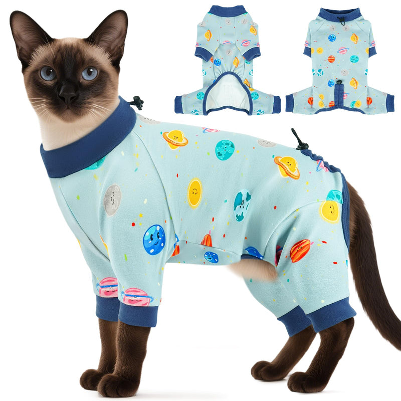 DENTRUN Cat Clothes for Hair Control with Hair Sticky Fabric - Soft Recovery Suit & Breathable Lint-Resistant Cat Sweater for Cats Only, Kitten Onesie Pajamas, XXL, Deep Blue XX-Large DeepBlue - PawsPlanet Australia