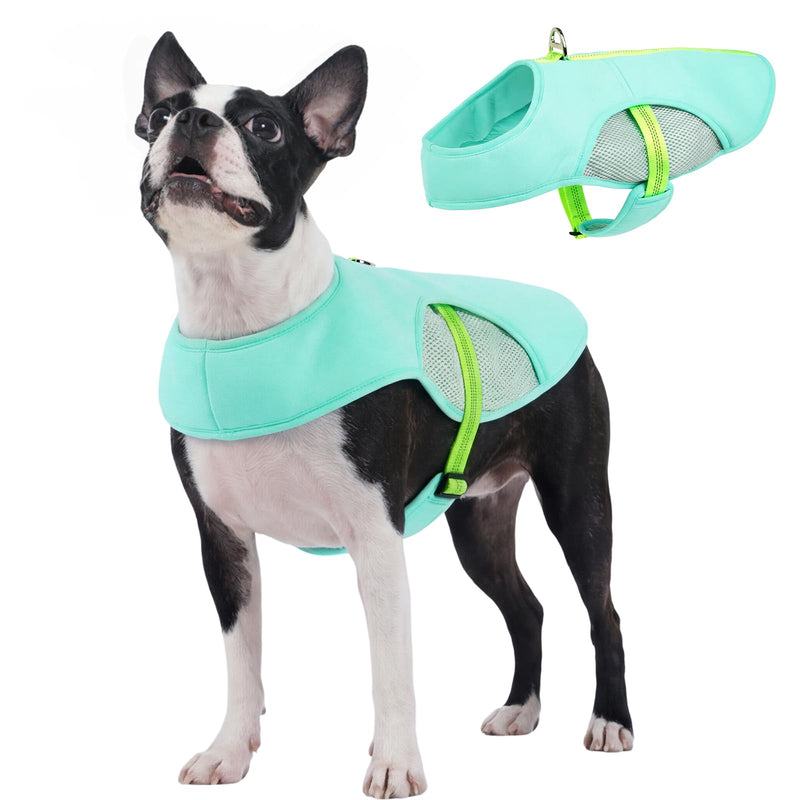 IECOii Dog Cooling Vest with Leash Ring for Summer, Reflective Breathable Dog Cooler Shirt, Adjustable Cooling Jacket Pet Outdoor Harness for Walking, Hiking, Beach, Turquoise, Size M Medium