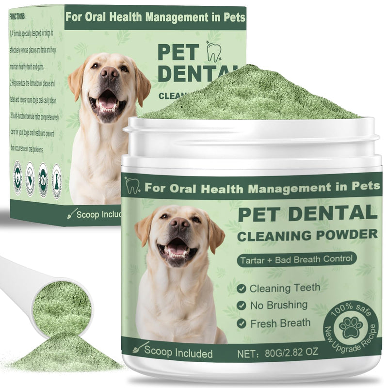 Dog Teeth Cleaning Powder, Dog Dental Powder, Dog Dental Care, Targets Tartar & Bad Breath & Reduces Plaque, Dental Powder for Dog Teeth Cleaning, Green - PawsPlanet Australia