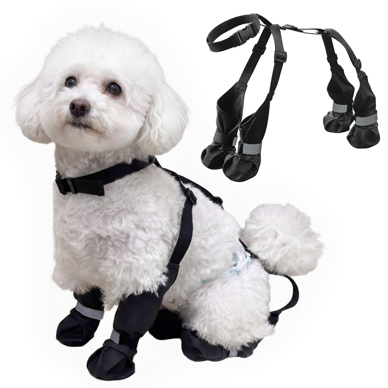 Winter Dog Boots with Leg Protection, Non-Slip Sole for Small & Medium Dogs - Waterproof Adjustable Straps, Paw Protector for Outdoor Walking & Hiking (M) M - PawsPlanet Australia