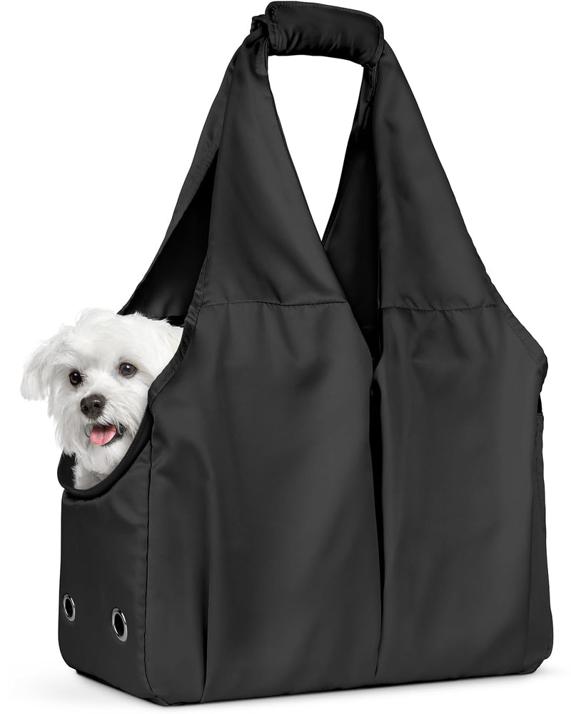 Dog Purse Carrier for Small Dogs and Cats up to 15 lbs, Portable Soft Sided Travel Pet Tote Bag with 4 Large Pockets,Foldable Puppy Bag Carrier for Outings and Travel (Black) Black - PawsPlanet Australia