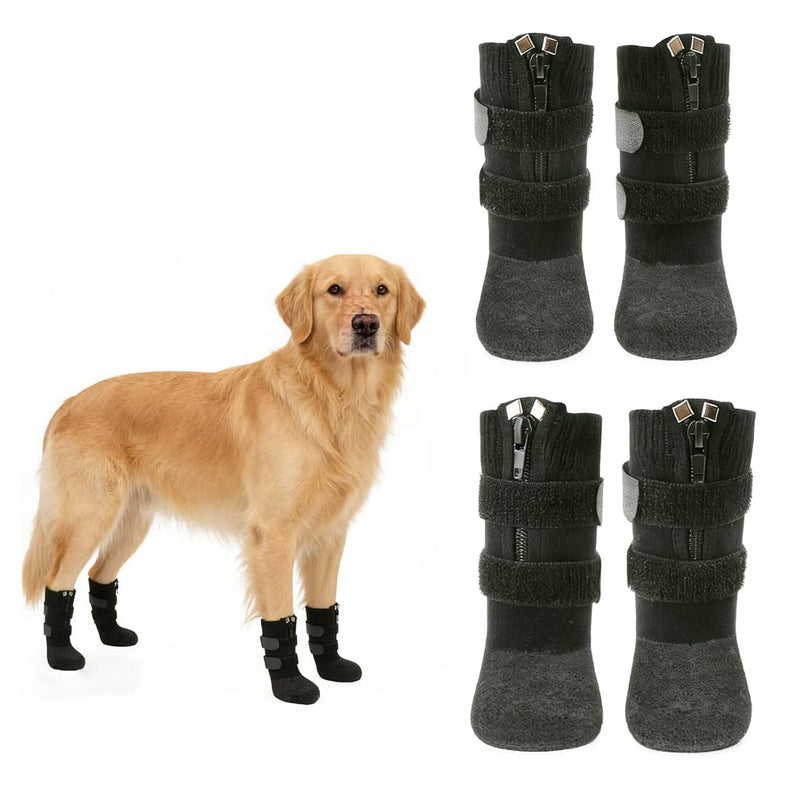 Anti Slip Dog Socks Boots with Zipper,Waterproof Dog Shoes to Prevent Licking Paws,Winter Snow Rain Days/Hot Pavement Protection for Small Medium Large Senior Dogs Black XL - PawsPlanet Australia