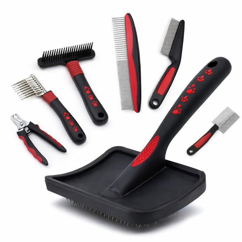 2026 Large 7-in-1 Professional Pet Grooming Kit for Dogs & Cats Complete Grooming Solution for Shedding, Dematting, Trimming & Cleaning - PawsPlanet Australia