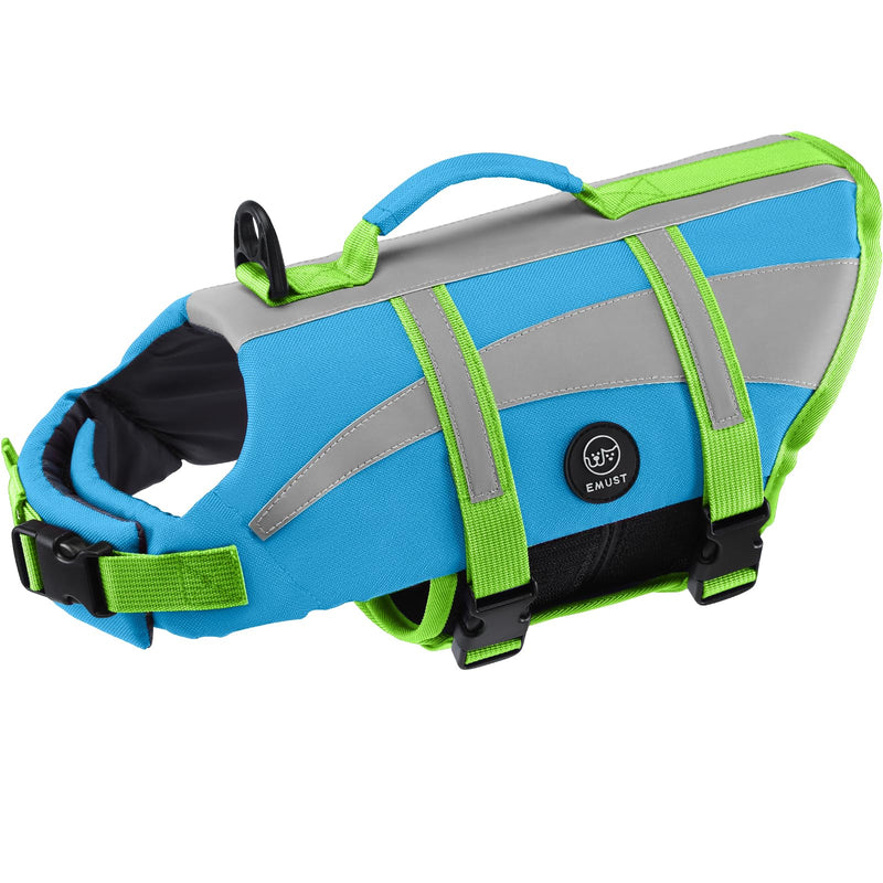 EMUST Dog Life Vests, Adjustable Dog Life Jackets for Small Dogs with Enhanced Buoyancy, Small Dog Flotation Vest with Durable Rescue Handle, NewBlue, XS - PawsPlanet Australia