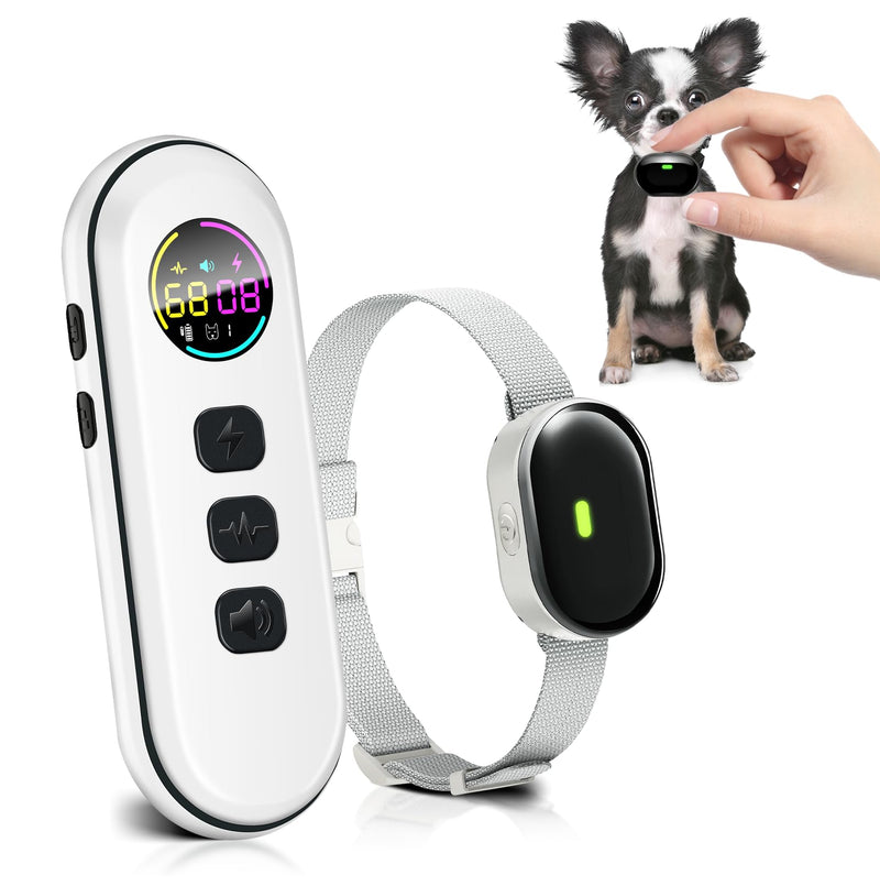 Ultra-Small Dog Shock Collar with Remote, Ultra-Light & Thin Dog Training Collar, Tailored for Small Dogs 5-15lbs & Medium Dogs, 198-Level Precise Control, Waterproof, Rechargeable (Not Auto Collar) Beige - PawsPlanet Australia