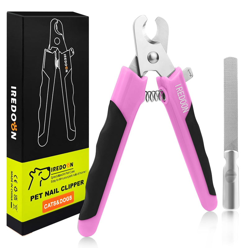 Dog & Cat Nail Clippers, 4Cr13 Stainless Steel Razor Sharp Blade - Professional Pet Grooming Tool with Nail File, Small Hand Friendly & Non-Slip Grip (Pink) Pink - PawsPlanet Australia