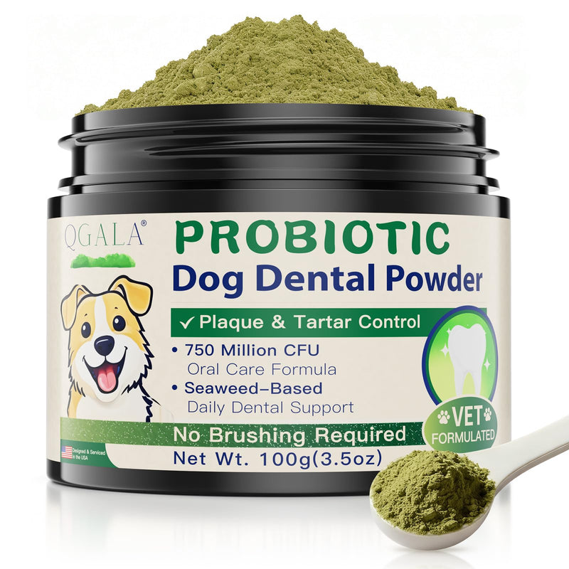 Dog Dental Powder with 750,000,000 CFU Probiotics, Advanced Dog Teeth Cleaning Powder to Reduce Plaque & Tartar, Dental Care for Dogs, Breath Freshener & Teeth Cleaning Made Easy for All Dogs 3.5 Ounce (Pack of 1) - PawsPlanet Australia