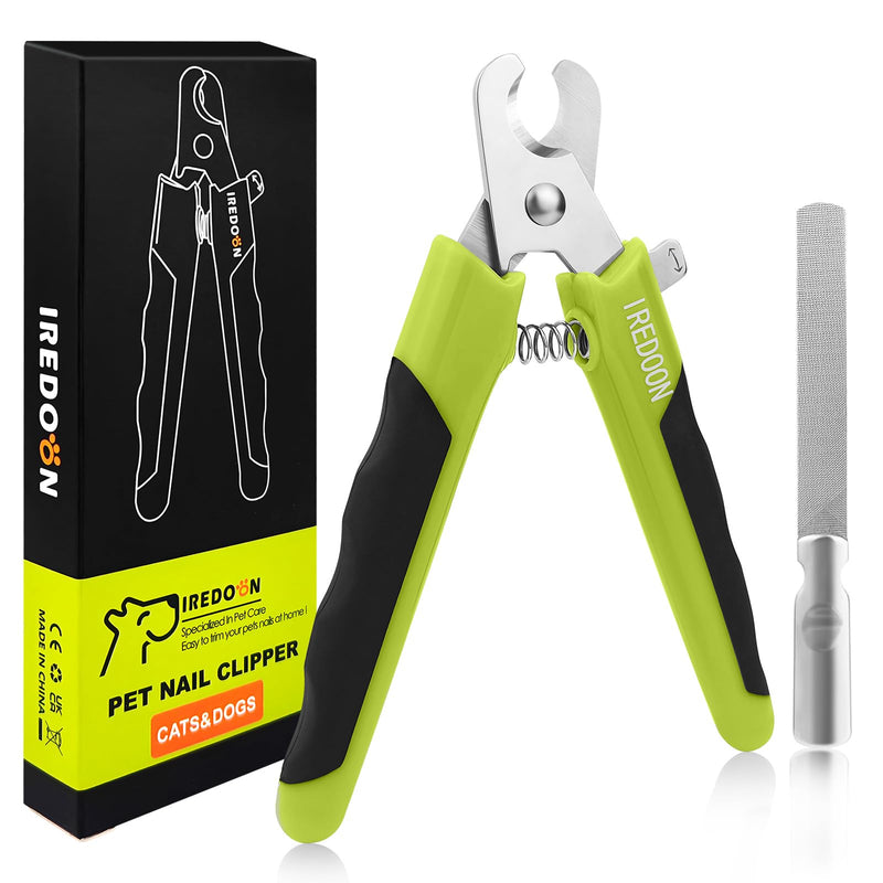 Dog & Cat Nail Clippers, 4Cr13 Stainless Steel Razor Sharp Blade - Professional Pet Grooming Tool with Nail File, Small Hand Friendly & Non-Slip Grip (Green) Green