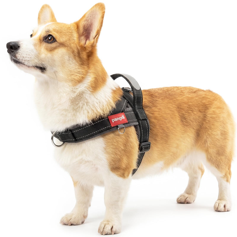 No Pull Dog Harness with Handle, French Bulldog Adjustable Reflective Dog Vest, Breathable Air Mesh Padded Pet Harness with Front Leash Clip for Small Medium Dogs, Black, L Large - PawsPlanet Australia