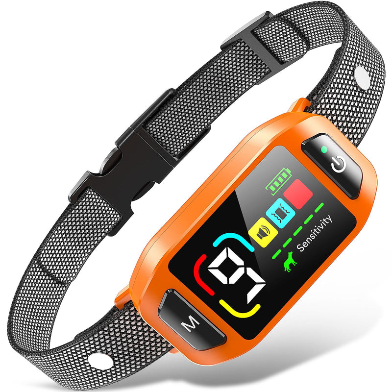 Bark Collar AI Dual-Detection, Instant Quiet Anti Bark Device 4 Training Modes, 30-Day Battery, One-Click Peace, 9-Level Sensitivity Automatic Dog Bark Collar for Large Medium Small Dogs,Orange Orange - PawsPlanet Australia