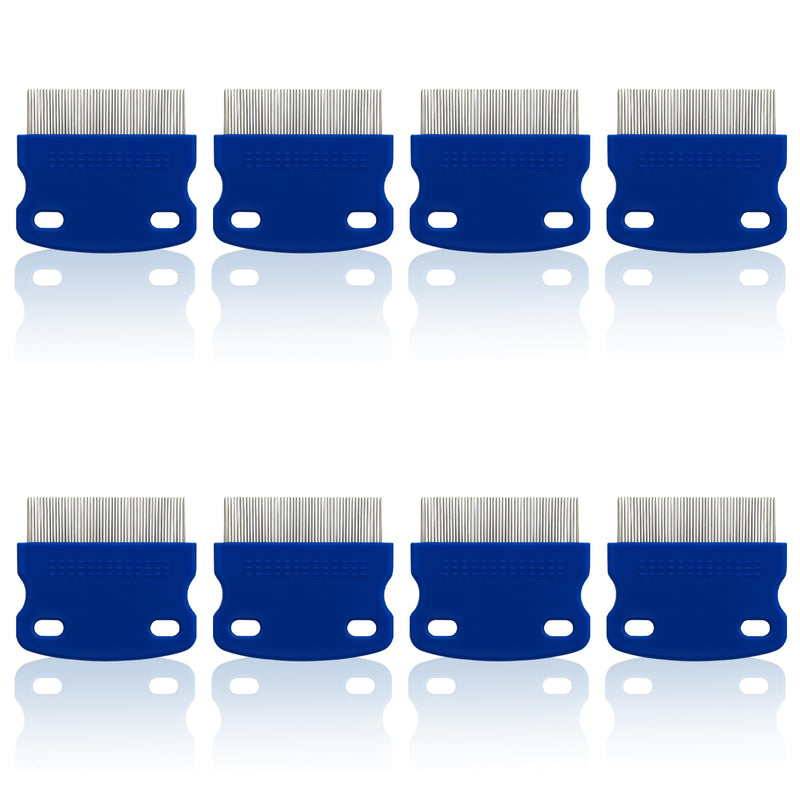 Stainless Steel Flea & Lice Combs for Dogs and Cats, Rounded-Tooth Pet Grooming Tools for All Coat Types, 8 Pieces