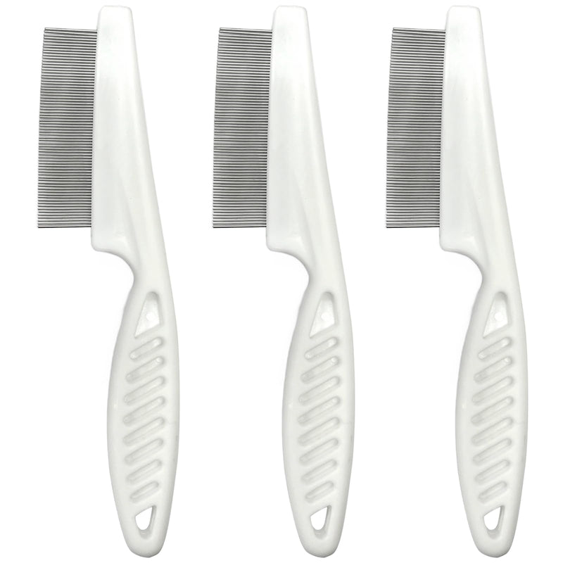 3-Piece Flea & Lice Fine-Tooth Comb Set for Dogs and Cats, Stainless Steel Pin Grooming Tools with Non-Slip Handle - PawsPlanet Australia