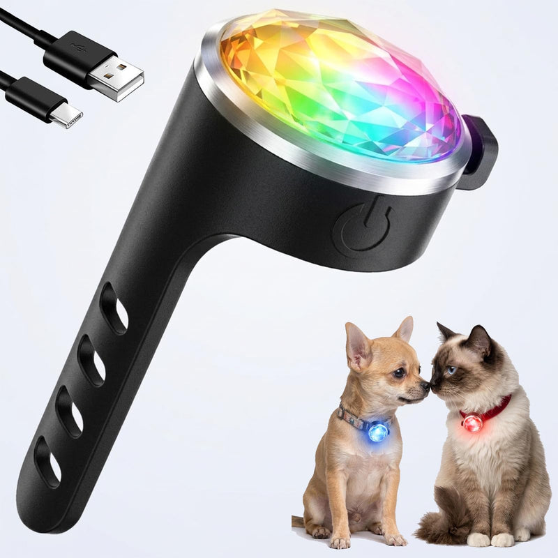 2-Pack Dog Collar Lights, Yesbular USB-C Rechargeable Dog Light Clip-On, Waterproof LED Pet Safety Light with Adjustable Silicone Strap for Night Walking, Camping(RGB 7-Color) RGB - PawsPlanet Australia
