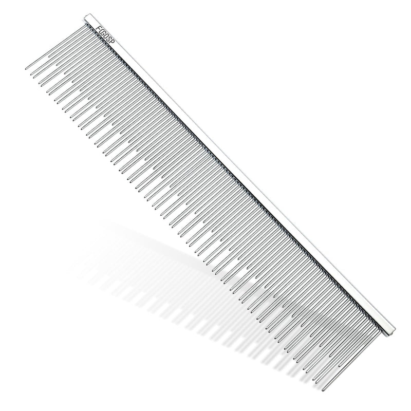7.5" Cat Carding Dual Tooth Comb for Long Haired Cats & Dogs Ragdoll Round Corners Prevent Friction and Breakage Chrome Finish(L, Dual) Large - PawsPlanet Australia