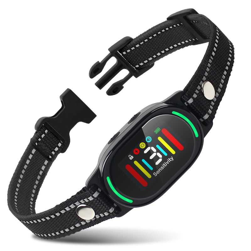 PetJoy Smart Bark Collar, Anti Bark Collar with Optional Shock, Dog Bark Collar for Small Medium Large Dogs - Vibration or Shock Mode 2 in 1 (3 Sensitivity Levels) Black - PawsPlanet Australia